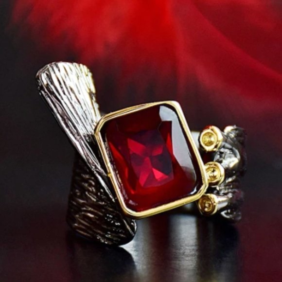 Jewelry - Gold Plated Red Personality Ring